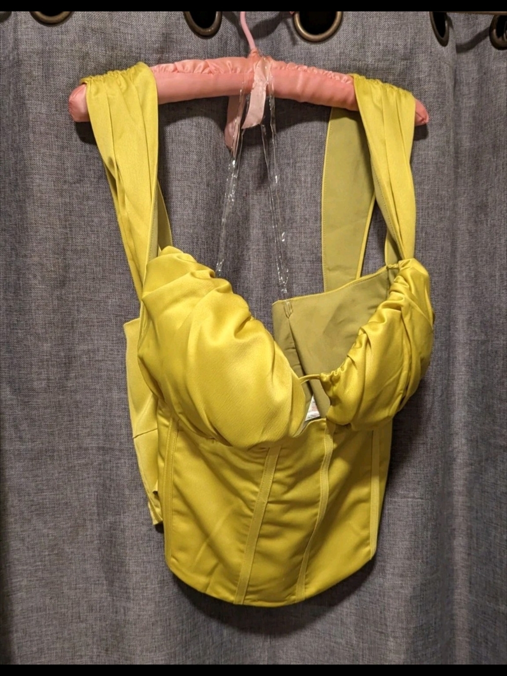 PrettyLittleThing Yellow Satin Corset Camisole